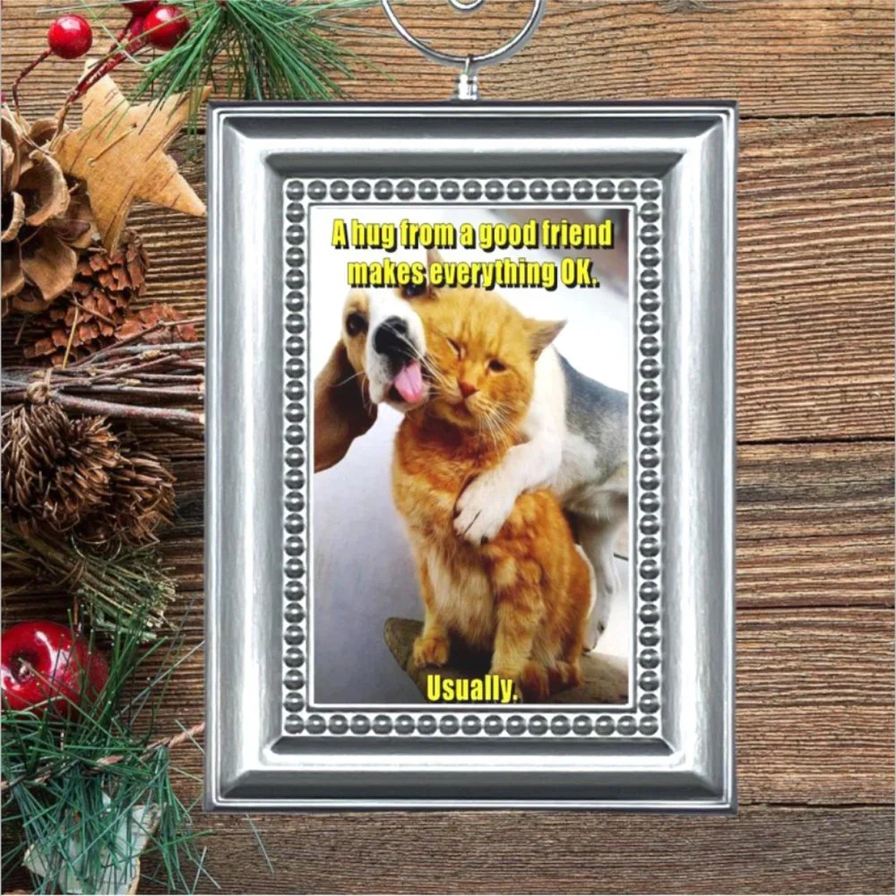 Beagle Puppy Dog & Cat‎ Kitty Kitten Adorable Funny Christmas Tree Ornament